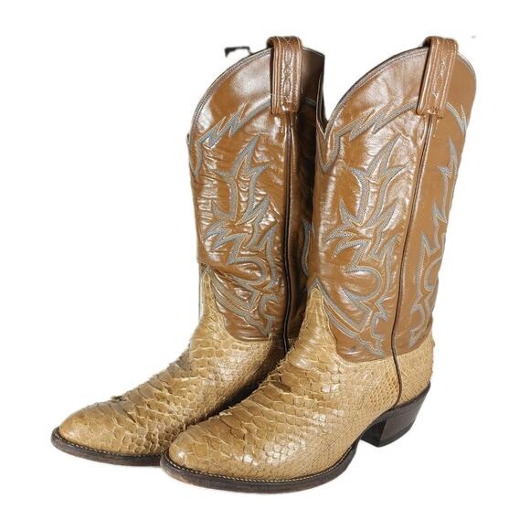 Tony Lama Other - Tony Lama Men's US 8,5D Brown Python Snake Skin Exotic Western Cowgirl Boots